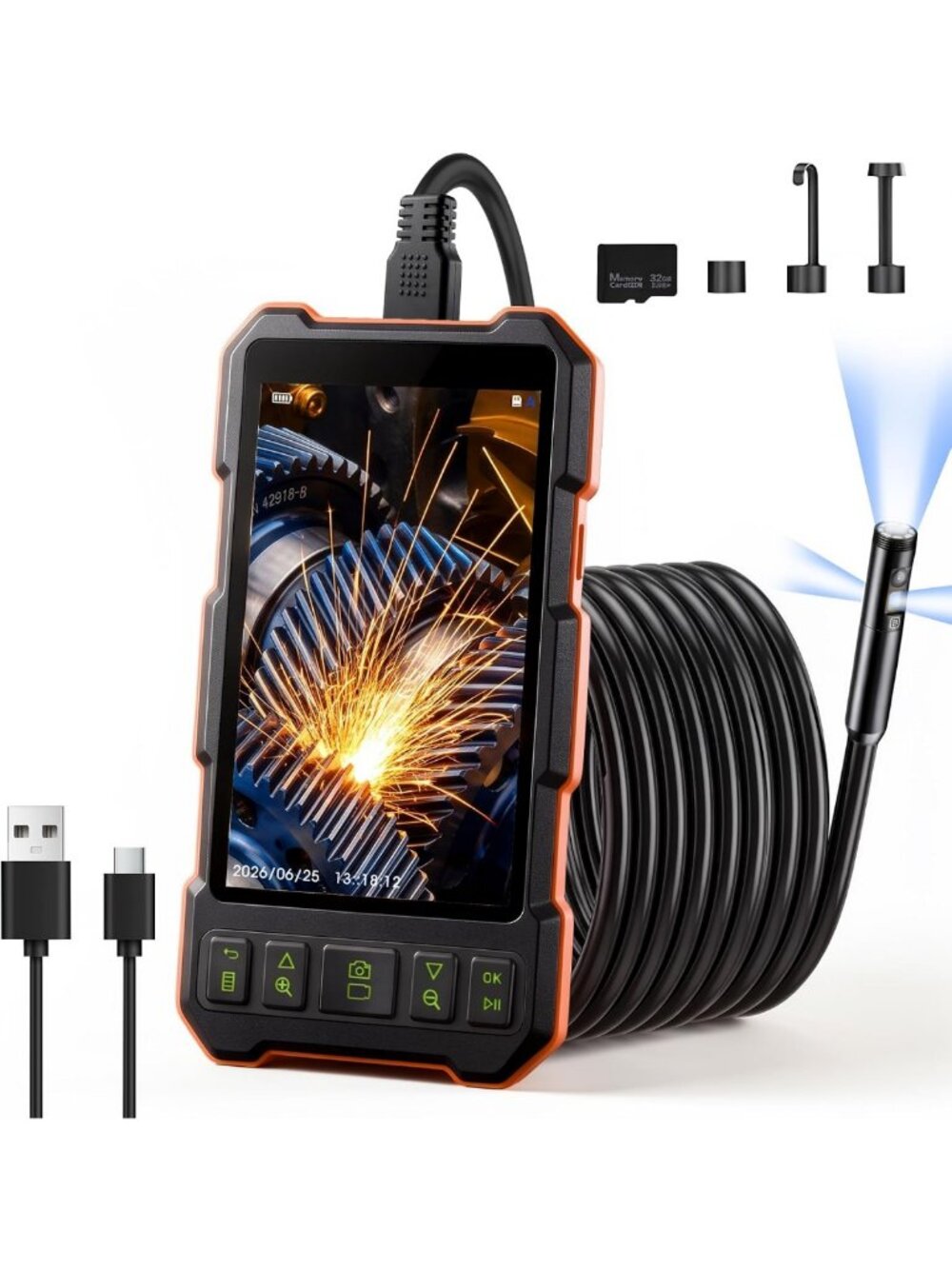 Epicmate 50FT Triple Lens Inspection Camera,5”IPS Screen Endoscope Camera
